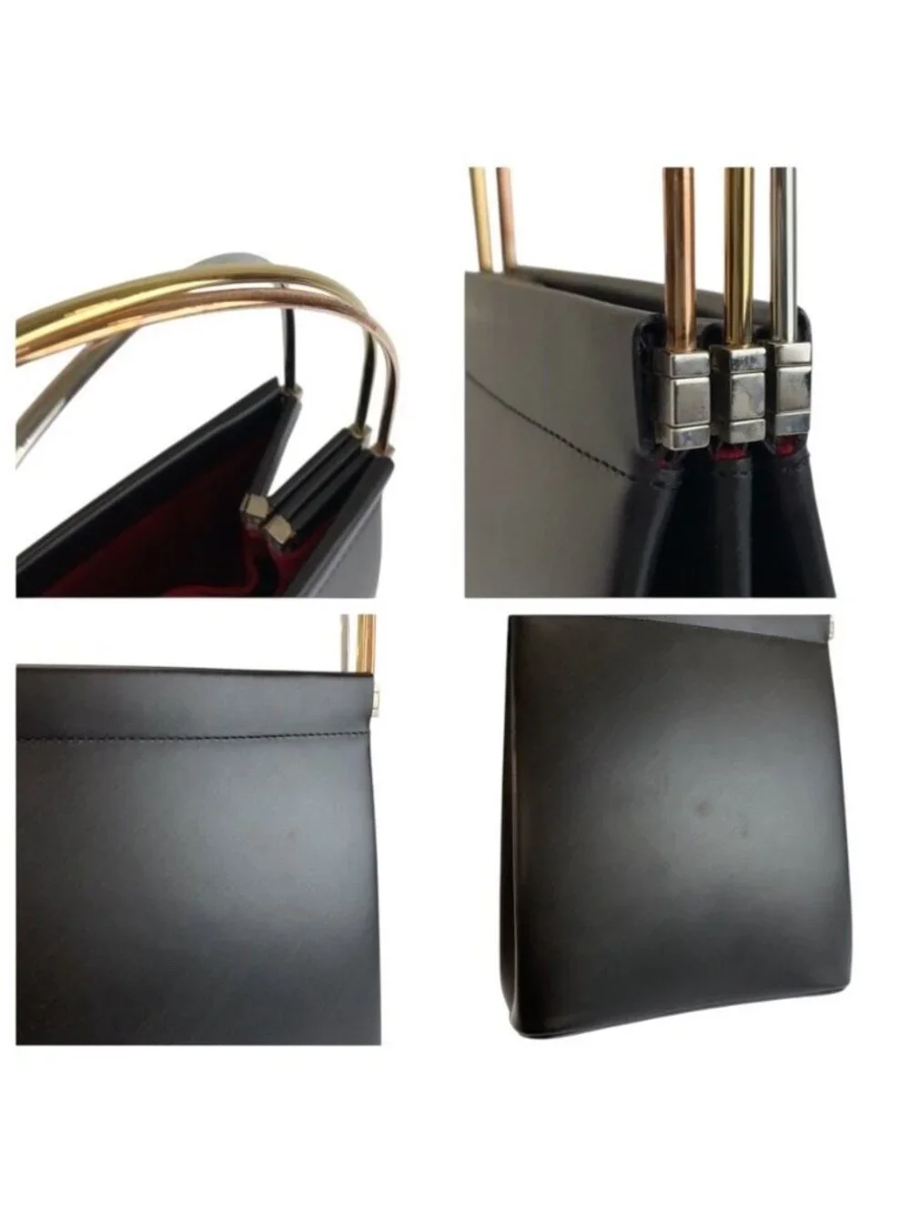 Cartier Trinity Black Leather Handbag Party Bag Vanity